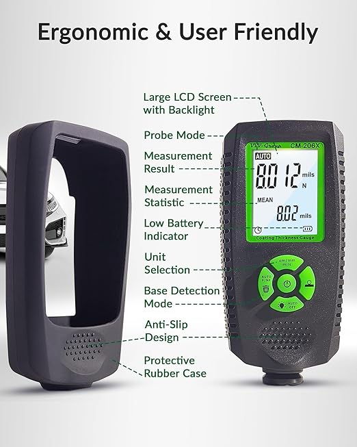 VVV-Group Paint Thickness Gauge CM-206X | Coating Thickness Meter Fe/Al/Zn | - Image 5