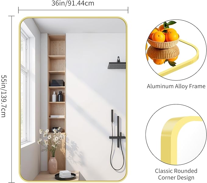 FORBATH 55x36 Inch Gold Bathroom Mirror - Image 8