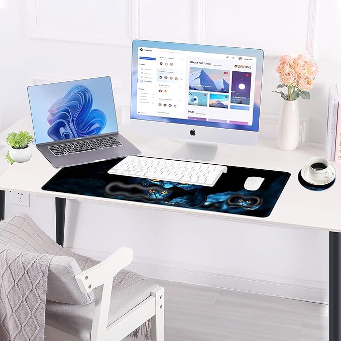 BFUKVOU Large Keyboard Mouse Pad Set, Extended Mouse Pad+Keyboard Wrist Rest - Image 3