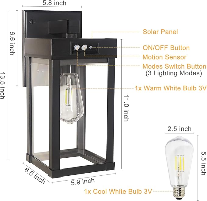 CYHKEE 2 Pack Solar Wall Lights Outdoor Waterproof - Image 5
