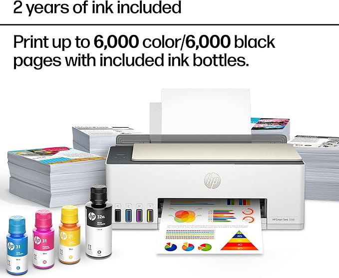 HP Smart Tank 5000 Wireless All-in-One Ink Tank Printer, Copier - Image 3