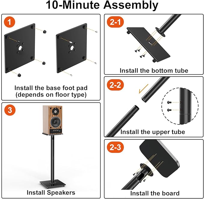 ELIVED Universal Speaker Stand Pair, 31 Inch Height Bookshelf Speaker Stands - Image 8