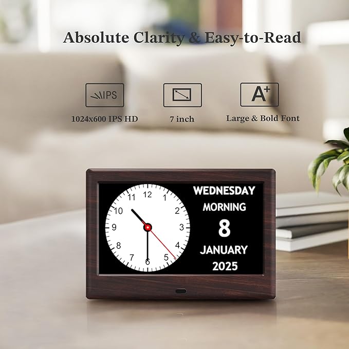 7'' Digital Clocks, 12 Reminders & 6 Alarms, Dementia Clock - Image 3