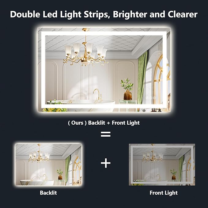 YEELAIT 48x30 Inch LED Bathroom Mirror - Image 2