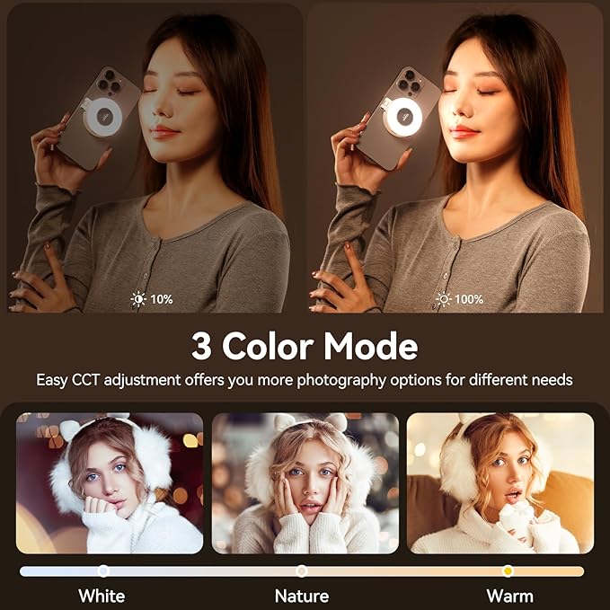 Fill Light for Magsafe LED Phone Light Attachment Selfie Ring Light Brightness - Image 6