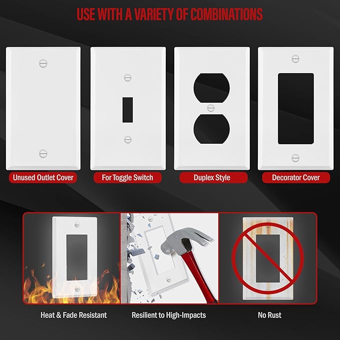 ENERLITES Decorator Switch Metal Wall Plate, Outlet Cover, Corrosion Resistant - Image 6