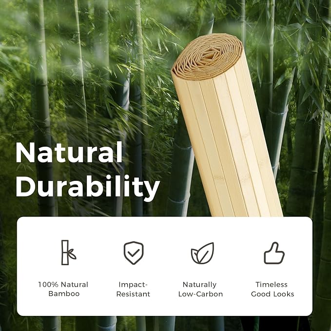 OUZUGIE 1 Pack 96x48 Inch Natural Bamboo Wall Panel – Raw Pole Wrap Paneling - Image 7