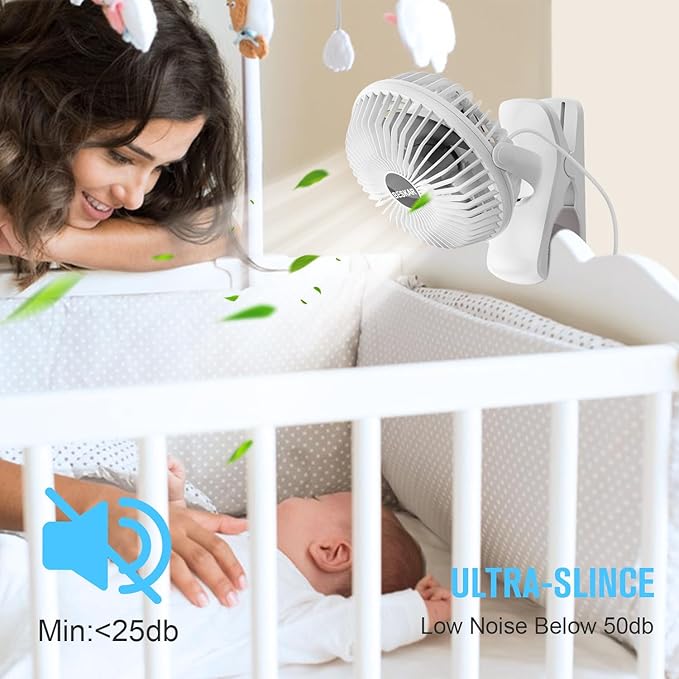BESKAR Clip on Fan, 360° Rotation Quiet Stroller Fans - Image 3
