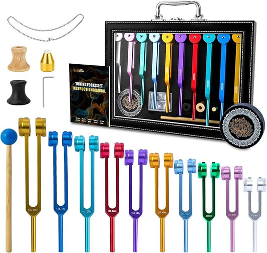 10 PCS Chakra Tuning Fork for Healing, Aluminum Alloy Tuning Forks by HUGBOW
