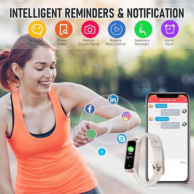 Fitness Tracker with 24/7 Heart Rate Blood Oxygen Sleep Monitor, 1.1" AMOLED - Image 6