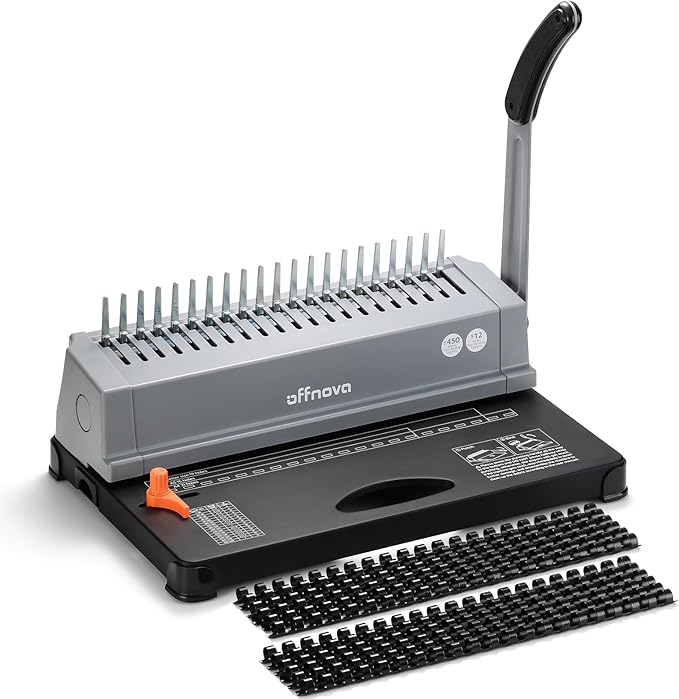 OFFNOVA Binding Machine, 21-Hole 450 Sheets Paper Comb Punch Binder Machine by OFFNOVA