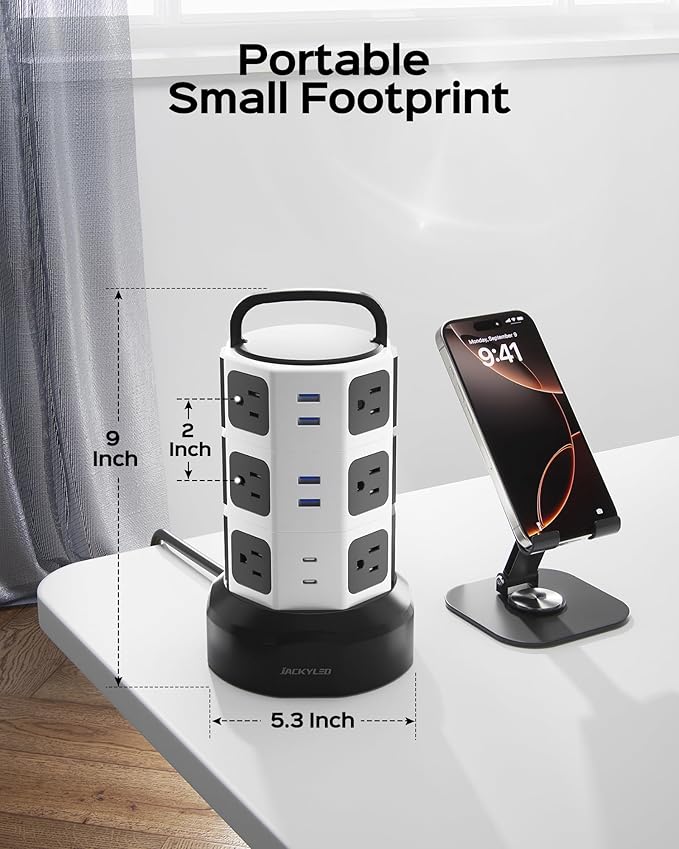 【10ft】 Power Strip Tower JACKYLED Surge Protector Electric Charging Station - Image 9