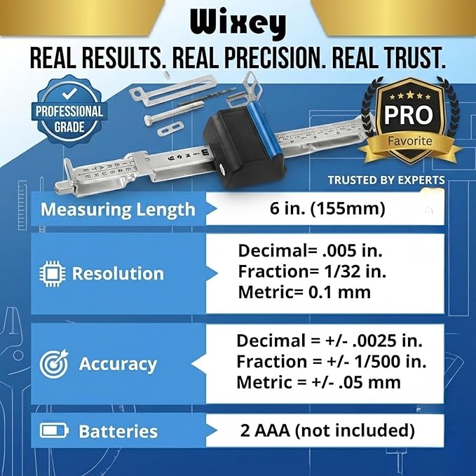Wixey Digital Planer Gauge – Electronic Digital Readout & Thickness Measuring - Image 6