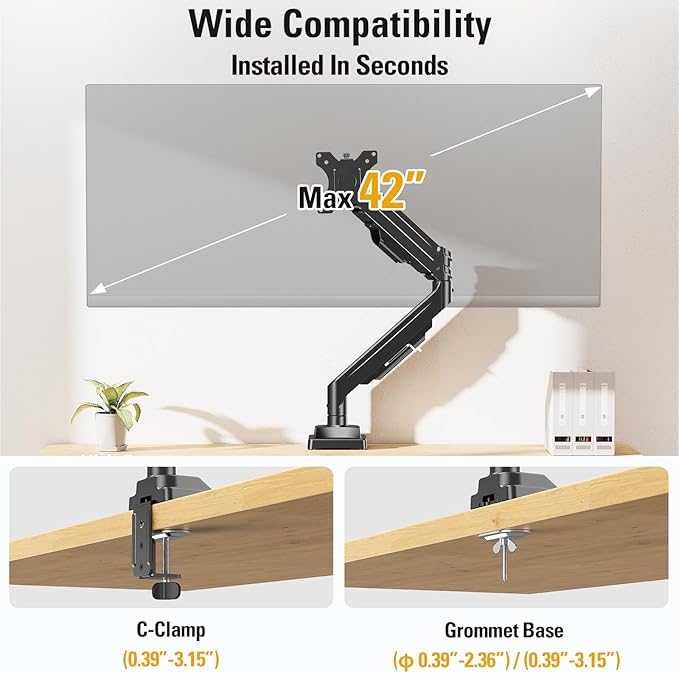 DreamAxis Heavy Duty Single Monitor Arm - Image 2