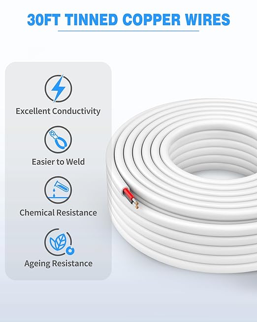 NAOVEO 10 Gauge Wire 2 Conductor Electrical Wire, 10 AWG Stranded PVC Tinned - Image 6