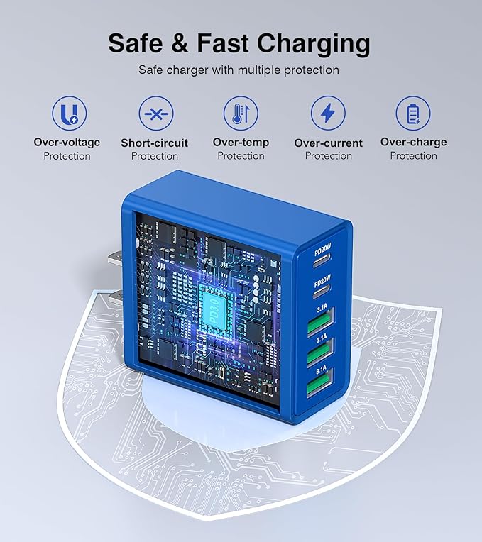 USB C Wall Charger, 60W USB C Charger Block 2-Pack 5-Port PD Fast Charging - Image 7