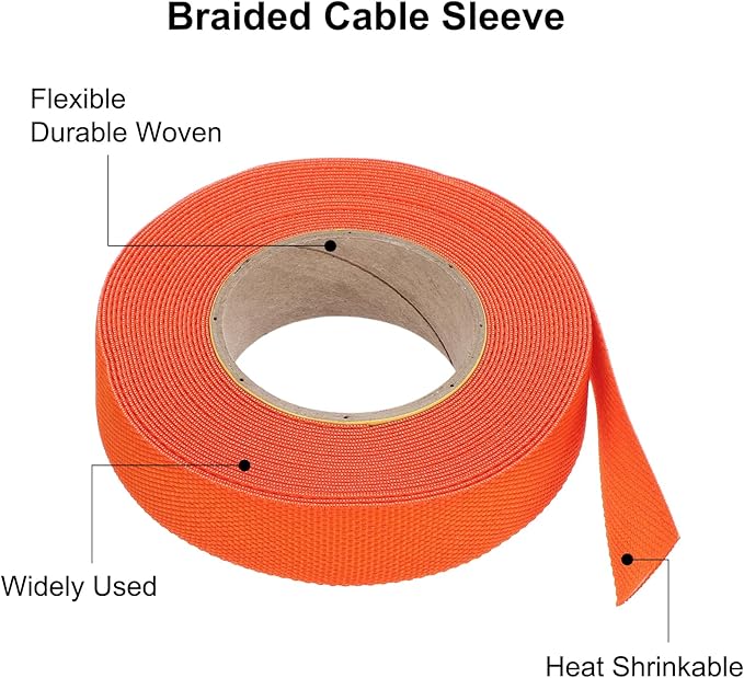 MECCANIXITY Braided Cable Sleeves Heat Shrinkable Fabric Sleeving, 5/8" 26ft - Image 4