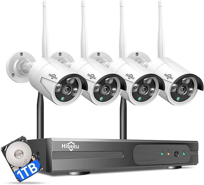 Hiseeu Wireless WiFi Security Camera System, Wired Plug-in Powered, Expandable by Hiseeu