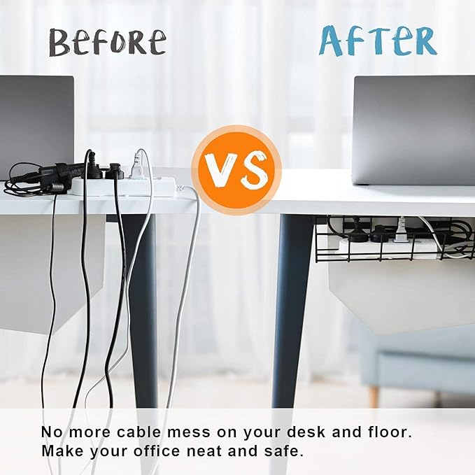 Under Desk Cable Management- 4 Pack Cord Organizer. Metal Wire Cable Management - Image 2