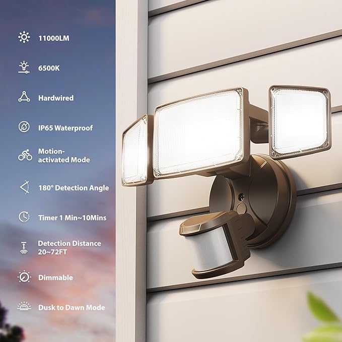 Onforu 100W LED Motion Sensor Outdoor Lights, Dusk to Dawn Flood Light Outdoor - Image 2