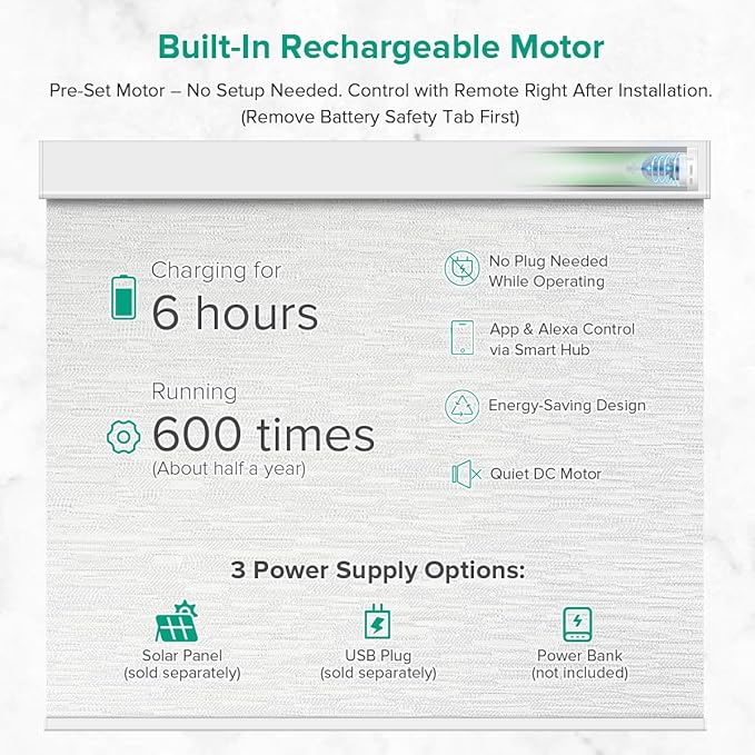 Kilonity Motorized Roller Shades, Light Filtering Remote Control Custom Window - Image 3