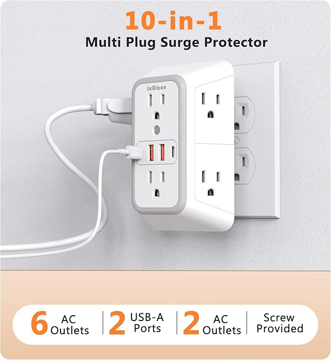 USB Wall Charger Power Strip Surge Protector - Image 2