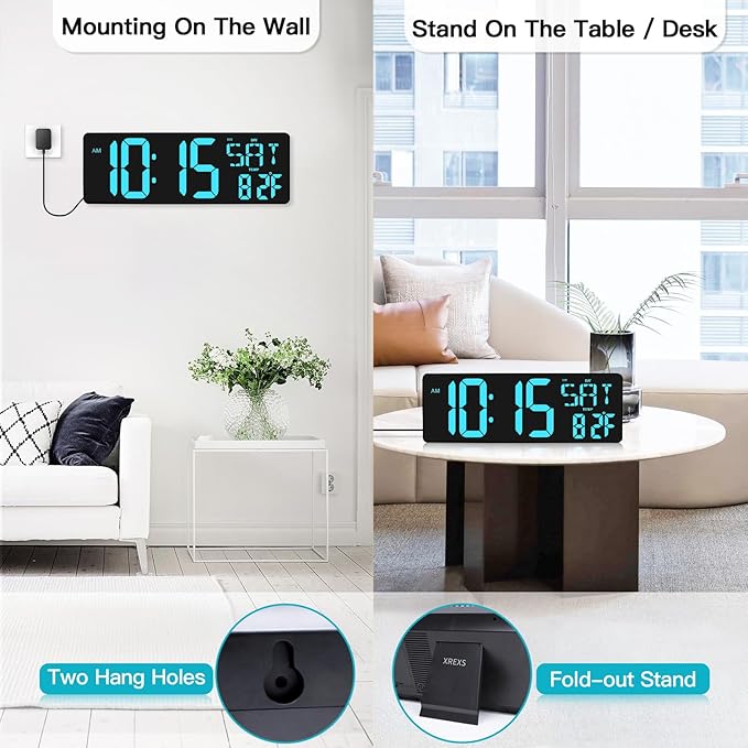 XREXS Large Digital Wall Clock - Image 2