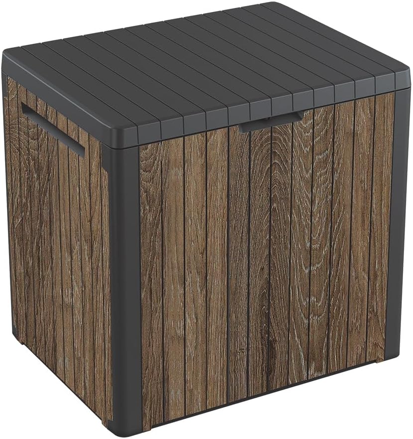 keter premium everwood 30 gal outdoor storage box, main product view
