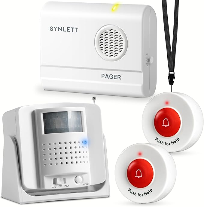 SYNLETT Caregiver Pager Wireless Call Buttons Motion Sensor Alarm Indoor by SYNLETT