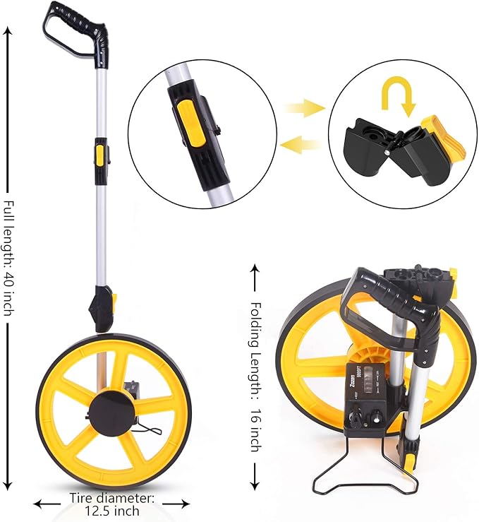 Zozen Measuring Wheel, Folding Portable Distance Measuring in Feet, Double - Image 2