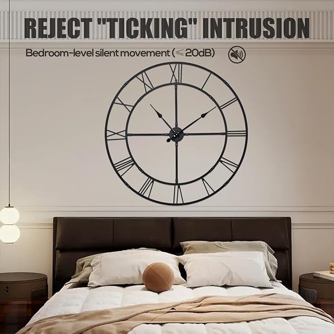 Ohweog Large Wall Clock for Living Room Decor – 32 Inch Silent Non-Ticking - Image 6