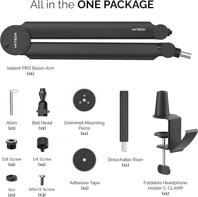 IXTECH Mic Arm Boom Arm 360° Rotatable Microphone Boom Arm Mic Boom Arm - Image 8