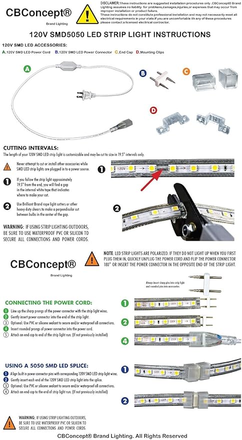 CBconcept UL Listed, 6.6 Feet, 720 Lumen, 6000K Pure White, 110-120V AC - Image 5
