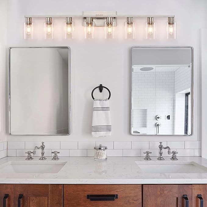 8 Light Bathroom Vanity Light, Large Brushed Nickel Vanity Lights Fixtures - Image 4