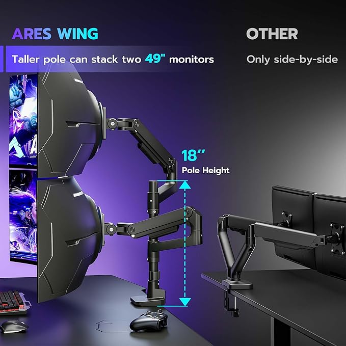 ARES WING Dual Monitor Arm Desk Mount - Image 3
