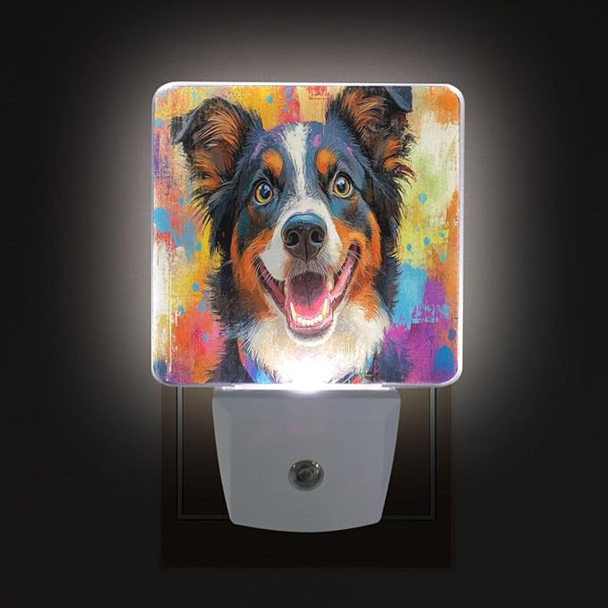 Pigsaly Led Night Light Colorful Australian Shepherds Dog Night Light Plug in - Image 4