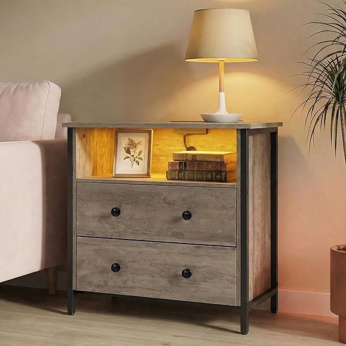 Tykacna 27 Inch Wide Night Stand, Large Wood Night Stand - Image 2