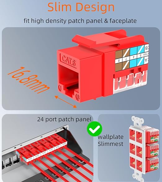 Rapink RJ45 Keystone Jack Cat6 10G Support, Cat6 Keystone Jacks UTP 10 Pack - Image 2