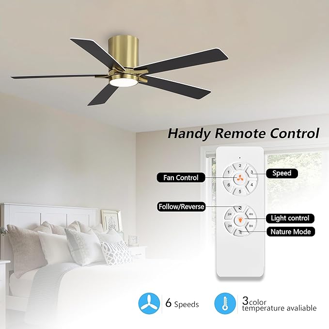 WINGBO 48" DC Flush Mount Ceiling Fan - Image 2