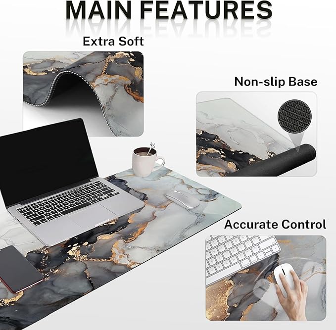 Britimes Black Ink Landscape Keyboard Mouse Pad Set 4in1 Large - Image 7