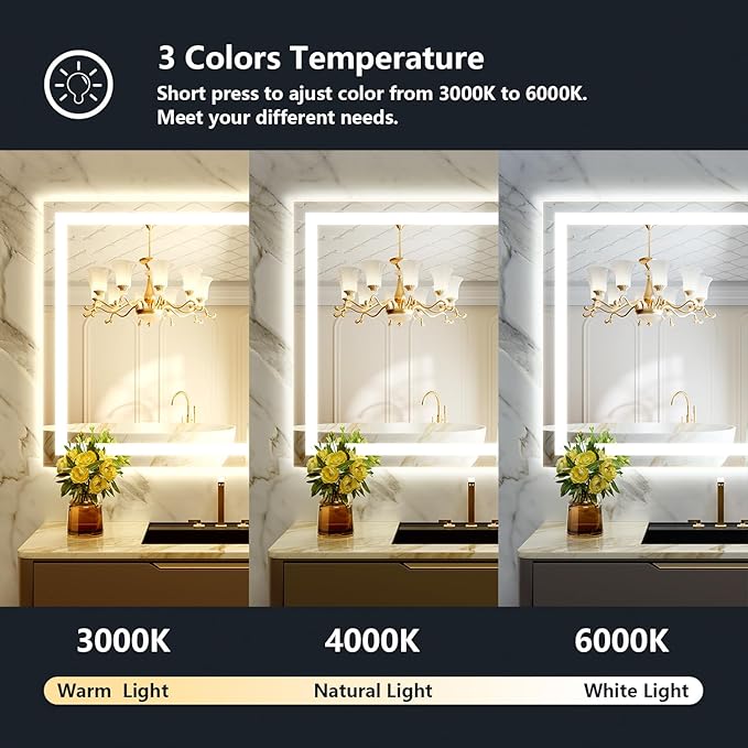 YEELAIT 40x30 Inch LED Bathroom Mirror - Image 4
