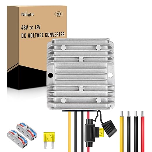 Nilight 48V to 12V Voltage Converter 240W 20A Regulator Step Down to 12VDC by Nilight