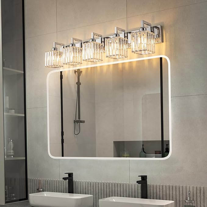 FDPBY Modern Bathroom Vanity Light 5-Lights Chrome Crystal Wall Lamp Bathroom - Image 2
