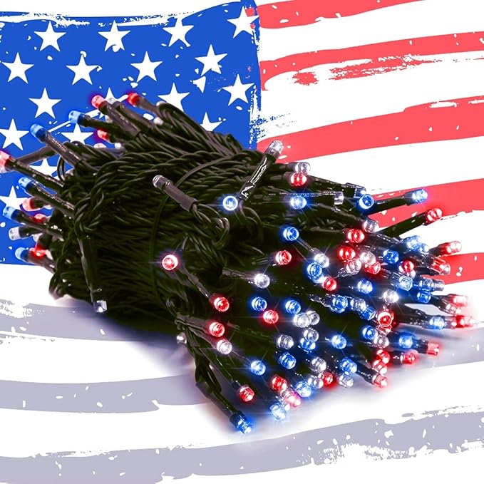 HOME LIGHTING 200 LED 66FT Fairy String Lights, July 4th Patriotic Light by LJLNION