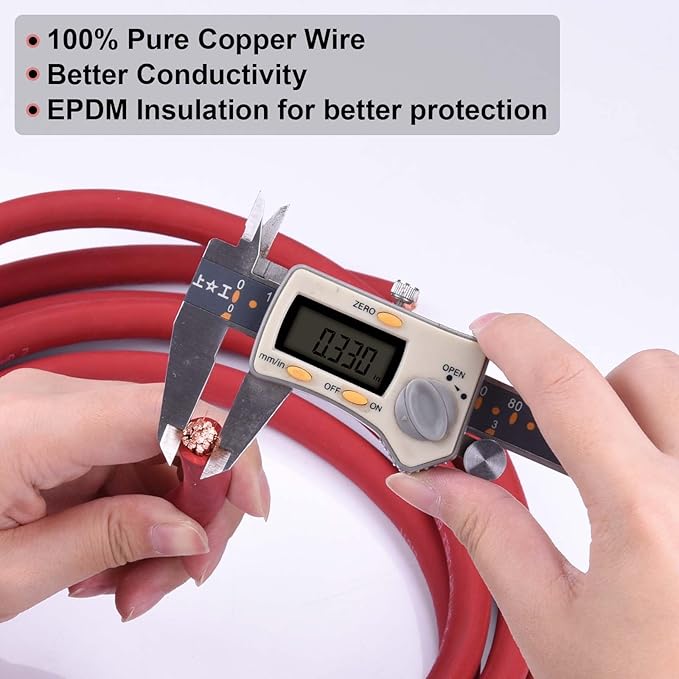 Shirbly 2 Gauge Battery Cable, 15FT Red + 15FT Black 2 AWG Pure Copper Wire - Image 3