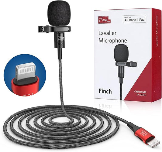 PIXEL Lavalier Microphone for iPhone | Lav Mic for Vlogging | External by Pixel