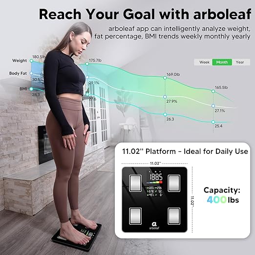 Arboleaf Smart Scale with BMI, Body Fat, Muscle Mass, Digital Bathroom Scale - Image 4