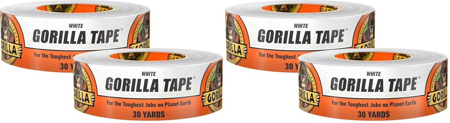 GORILLA White Duct Tape, 1.88" x 30 yd, 4-Pack
