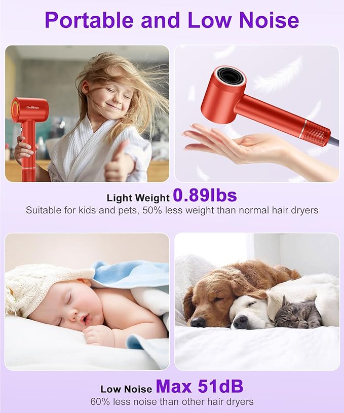 High-Speed Ionic Hair Dryer: 150000 RPM Brushless Motor 500 Millions Negative - Image 7