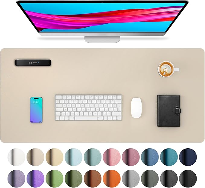 Aothia Non-Slip PU Leather Waterproof Laptop Desk Pad Protector, Blotter Mat by AothiaSimpleNaturalUnique